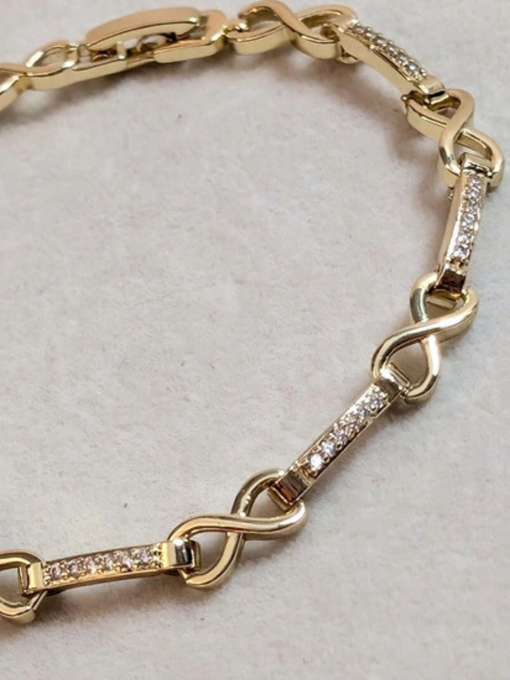 18k Gold Filled AAA Cz Link Bracelet New 6-7"